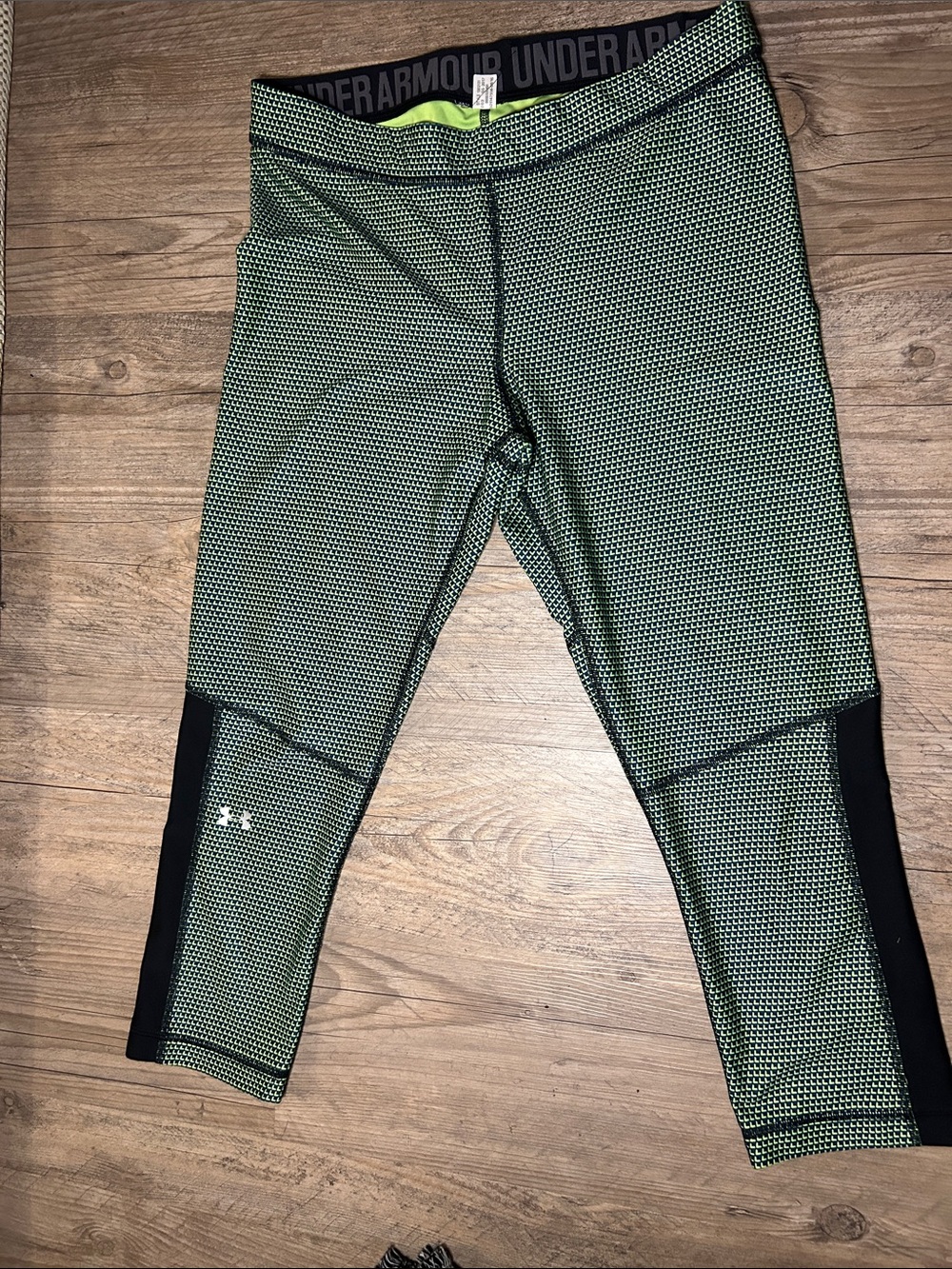Under Armour Lime Green & Black Patterned Training Leggings